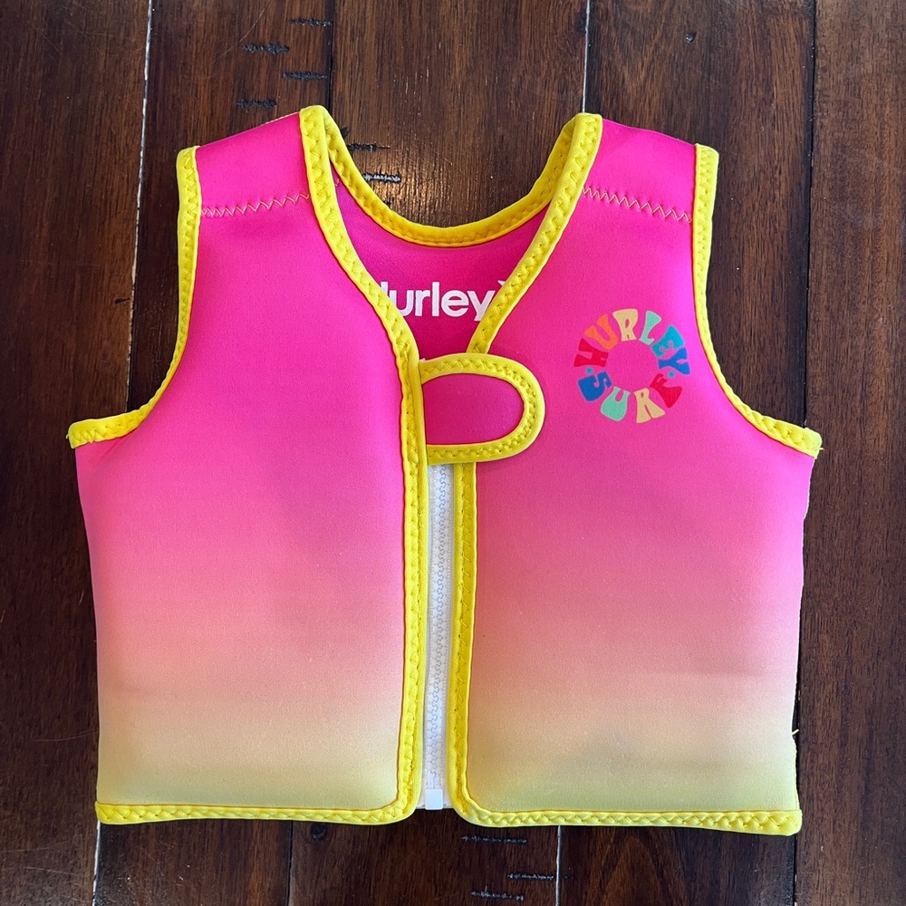 Hurley Kids Swim Vest - Pink and Yellow Ombre